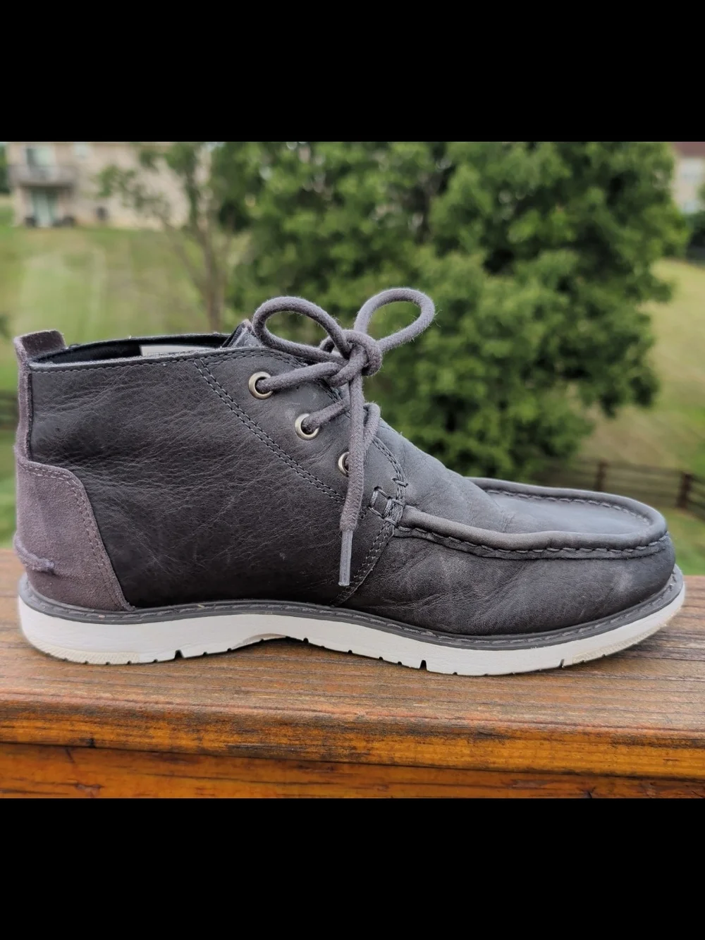 TOMS Mens Navi Moc Chukka Leather Waterproof Boot - Smoke Grey Sz 8